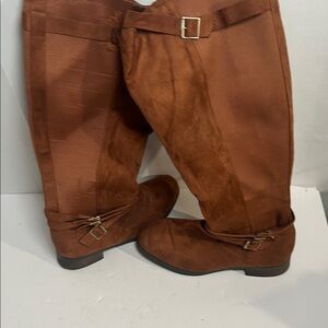 Brown Ankle Boots with Buckle Detail For Women